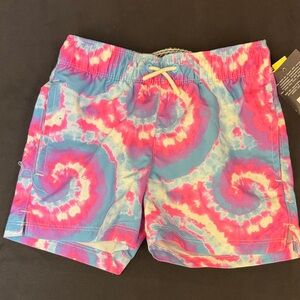 Art Class Colorful Tie-Dye Swim Shorts XS 4/5 new mid thigh length upf 50+ new